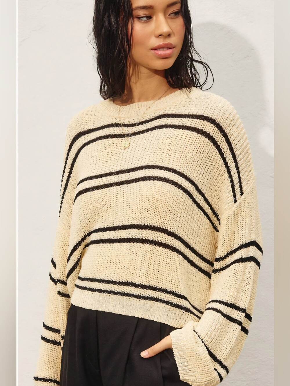 Dress Forum Striped Long Sleeve Knit Top